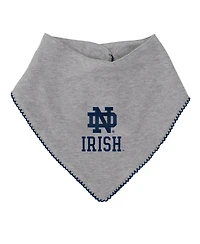 Girls Newborn and Infant Navy, Heather Gray Notre Dame Fighting Irish All The Love Bodysuit Bib Booties Set