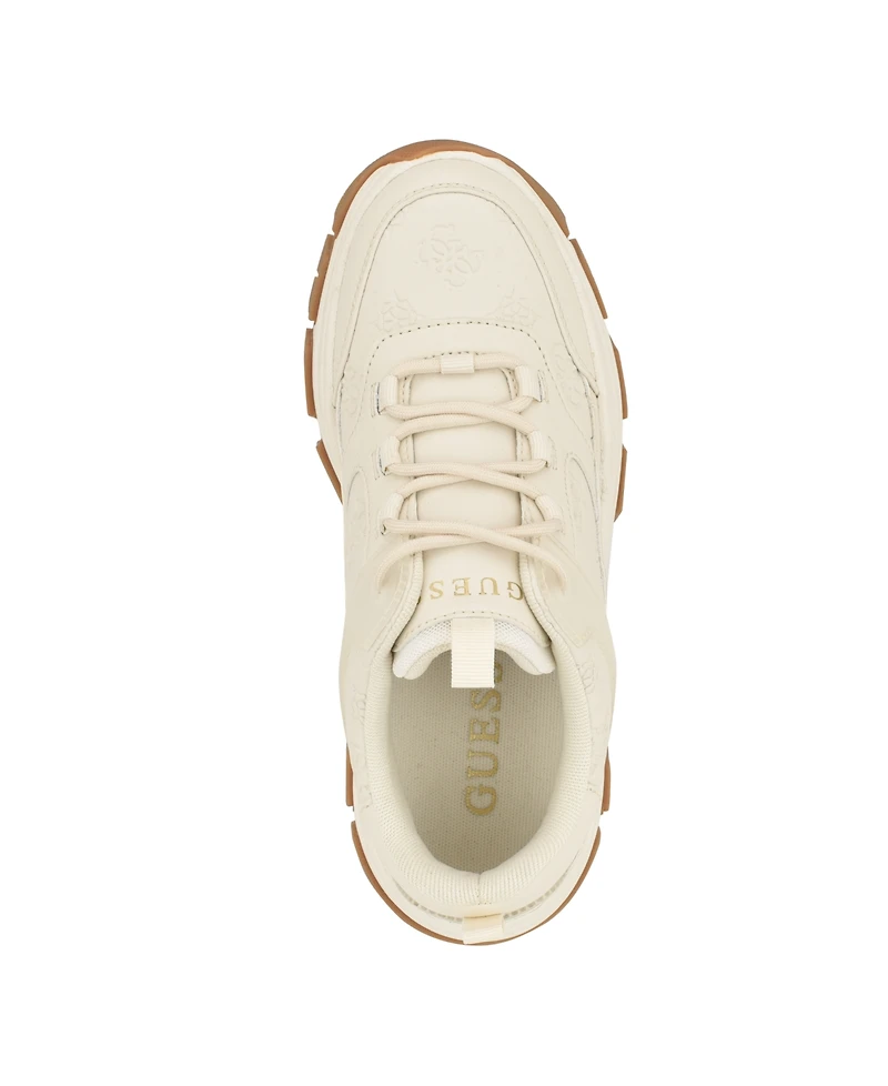 Guess Women's Bisun Lugged Rubber Sole Lace Up Platform Sneakers