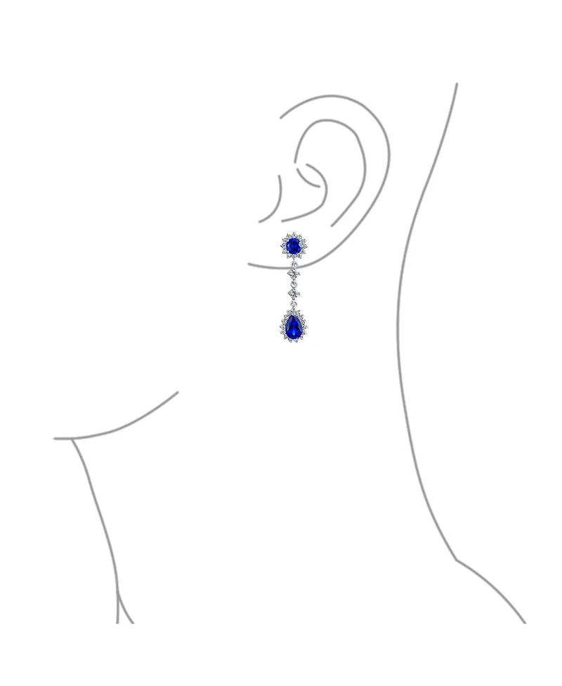 Bling Jewelry Statement Teardrop Pave Crown Halo Cubic Zirconia Cz Dangle Chandelier Clip On Earrings Non-Pierced