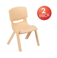 2 Pack Plastic Stackable School Chair With 10.5"H Seat, Preschool