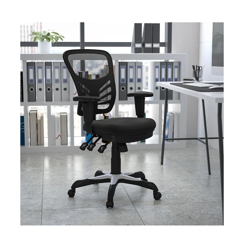 Emma+Oliver Mid-Back Mesh Multifunction Executive Swivel Ergonomic Office Chair With Adjustable Arms