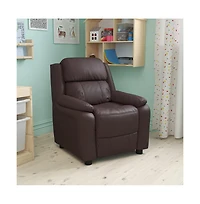 Deluxe Padded Contemporary Kids Recliner With Storage Arms