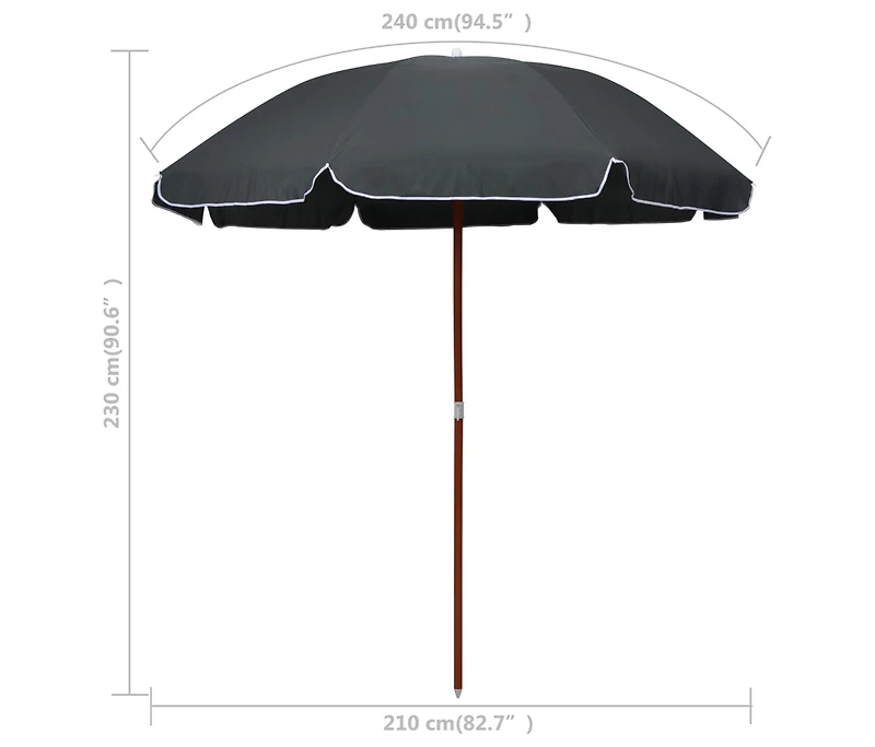 Garden Parasol with Steel Pole 94.5" Anthracite