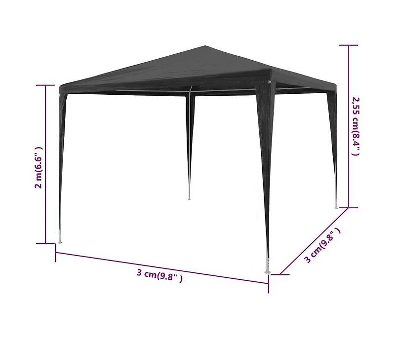 Party Tent Pe Anthracite 9.8'x9.8'