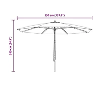 Garden Parasol with Wooden Pole 137.8