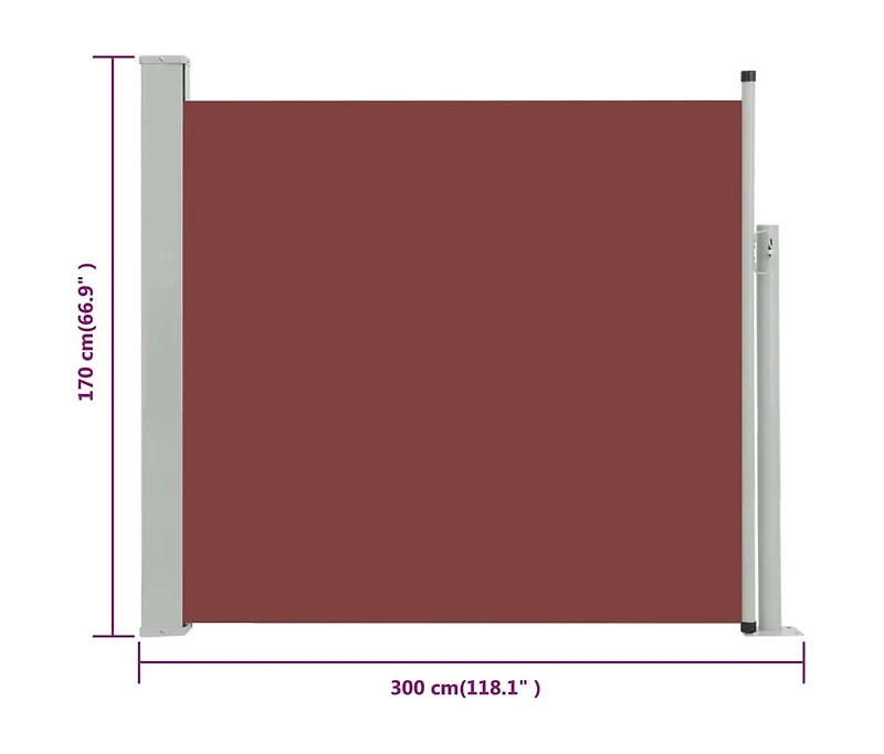 Patio Retractable Side Awning 66.9"x118.1" Brown