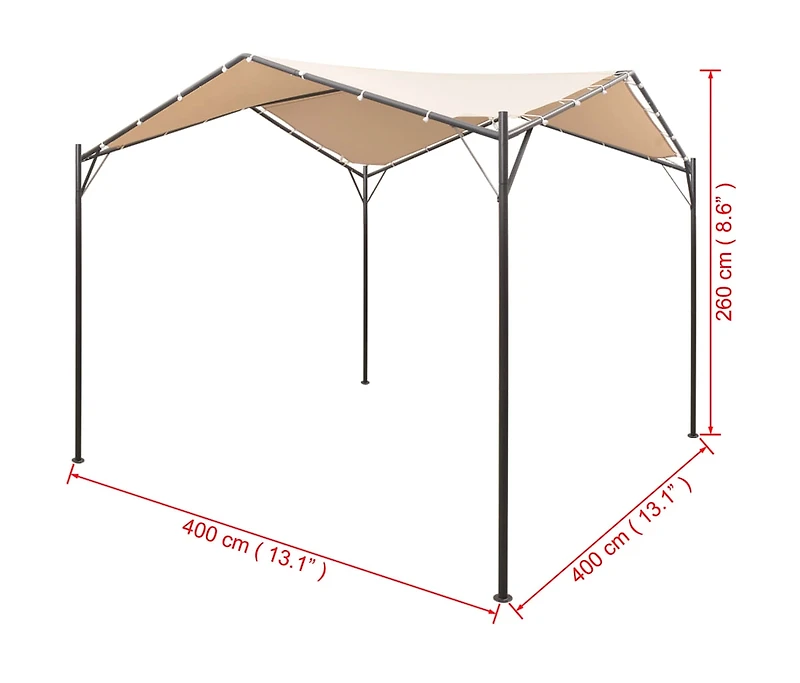 Gazebo Pavilion Tent Canopy 13' 1"x13' 1" Steel Beige