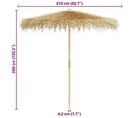 Bamboo Garden Parasol 106.3" with Banana Leaf Roof