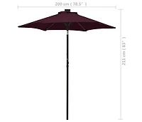 Garden Parasol with Led Lights Bordeaux Red 78.7"x83.1" Aluminum