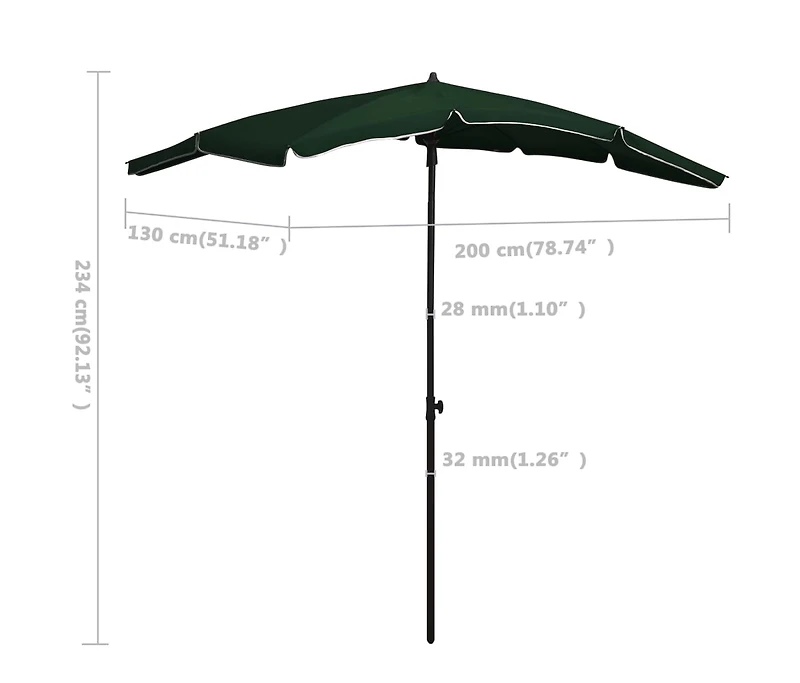 Garden Parasol with Pole 78.7"x51.2" Green