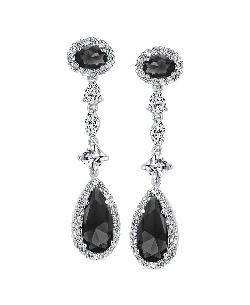 Bling Jewelry Art Deco Red Cubic Zirconia Halo Long Pear Solitaire Teardrop Cz Statement Dangle Chandelier Earrings Pageant Party