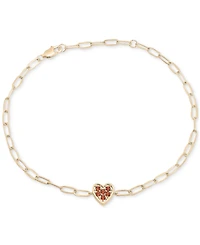 Garnet Heart Cluster Paperclip Link Bracelet (1/4 ct. t.w.) in 14k Gold-Plated Sterling Silver