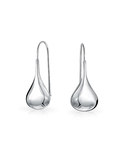 Bling Jewelry Simple Plain Puffed Teardrop Pear Shaped Rain Drop Earrings Fishhook Threader Polish Sterling Silver Inch
