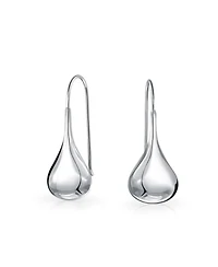 Bling Jewelry Simple Plain Puffed Teardrop Pear Shaped Rain Drop Earrings Fishhook Threader Polish Sterling Silver Inch