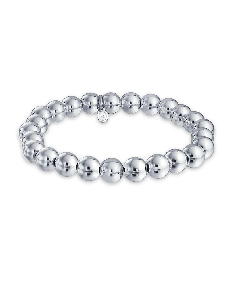 Bling Jewelry Stackable Sterling Silver Bead Ball Stretch Bracelet