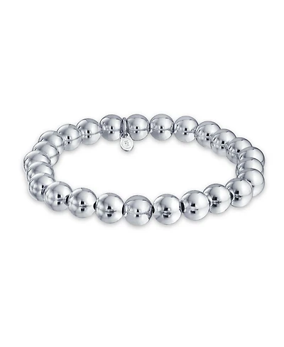 Bling Jewelry Stackable Sterling Silver Bead Ball Stretch Bracelet