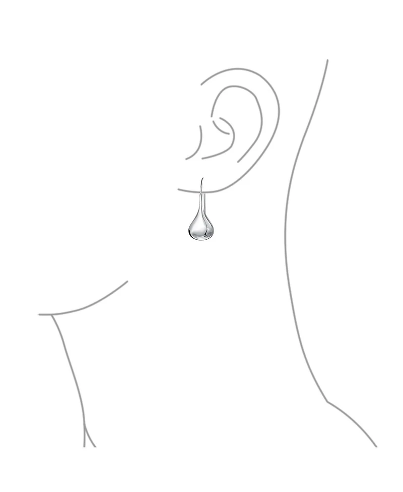 Bling Jewelry Simple Plain Puffed Teardrop Pear Shaped Rain Drop Earrings Fishhook Threader Polish Sterling Silver Inch
