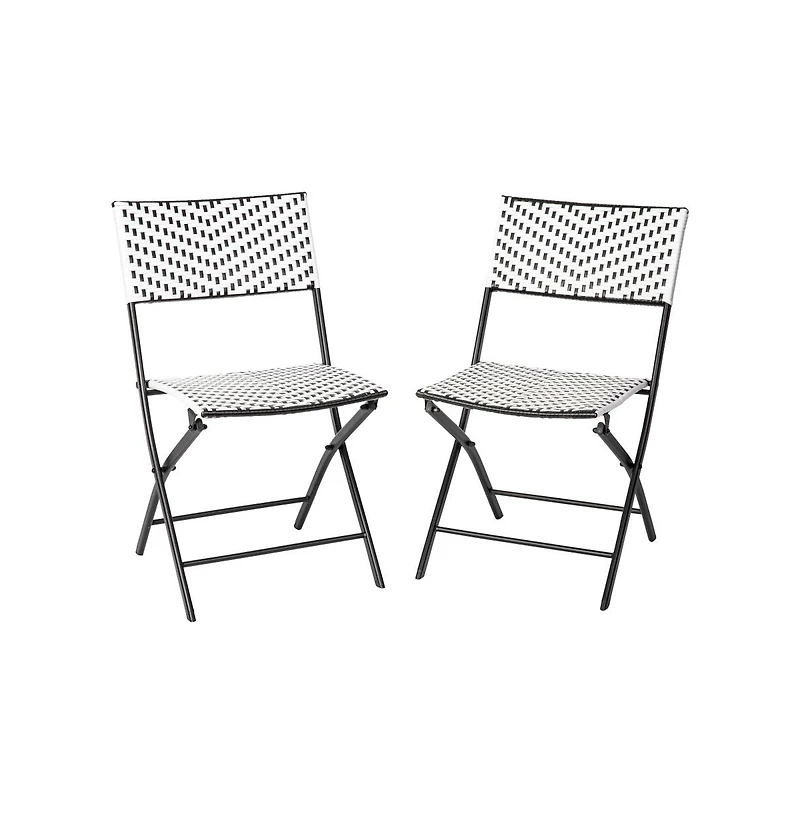Ciel Set Of Two Folding Bistro Chairs Pe Rattan With Metal Frames For Indoor And Outdoor Use
