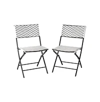 Ciel Set Of Two Folding Bistro Chairs Pe Rattan With Metal Frames For Indoor And Outdoor Use