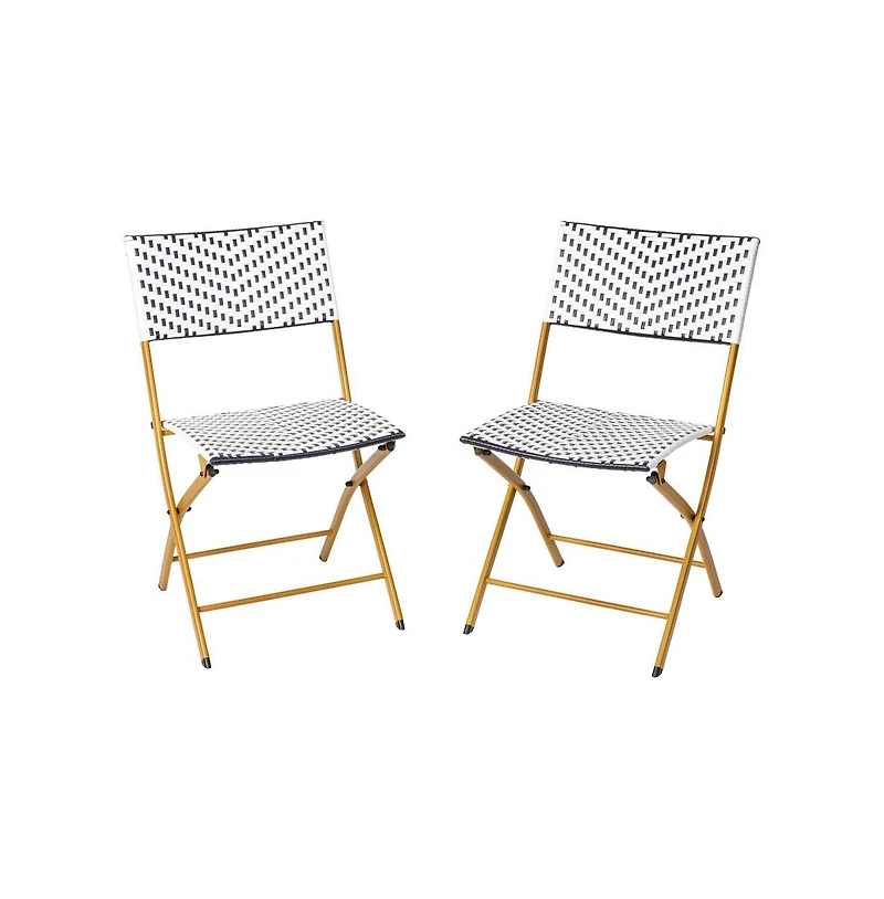 Ciel Set Of Two Folding Bistro Chairs In Pe Rattan With Metal Frames For Indoor And Outdoor Use