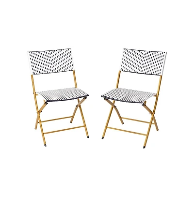 Ciel Set Of Two Folding Bistro Chairs In Pe Rattan With Metal Frames For Indoor And Outdoor Use