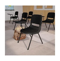 Padded Ergonomic Shell Chair With Right Handed Flip-Up Tablet Arm