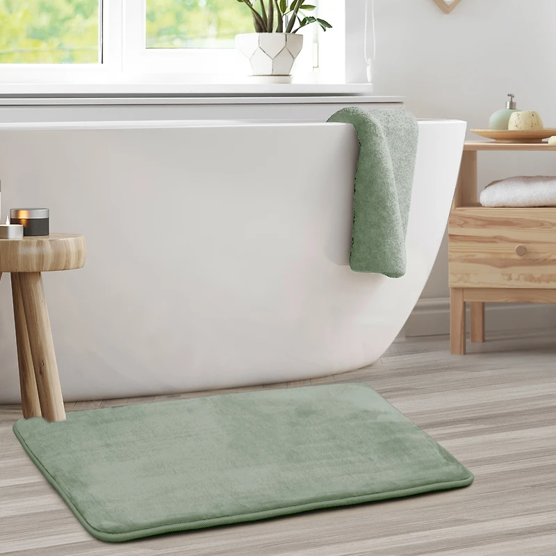 Ultra Soft Non-Slip Plush Memory Foam Bath Rug - Large 20"x32" Tiled Design
