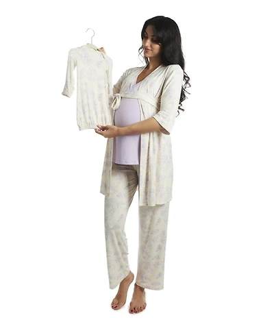 Everly Grey Maternity Analise During & After 5-Piece Maternity/Nursing Sleep Set