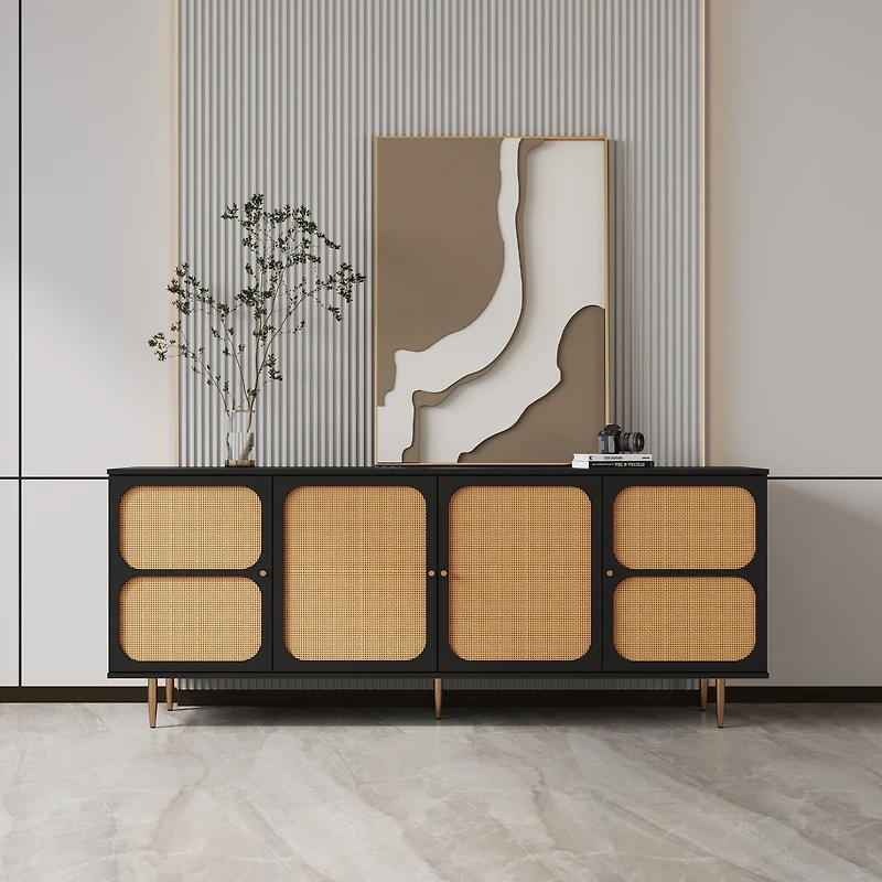 Streamdale Rattan Sideboard Cabinet with Shelves