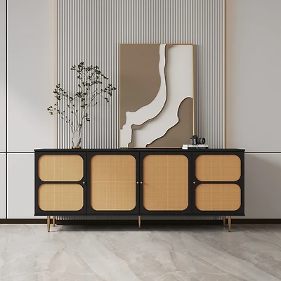 Streamdale Rattan Sideboard Cabinet with Shelves