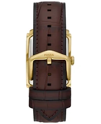 Fossil Men's Carraway Three-Hand Brown Leather Watch, 30mm