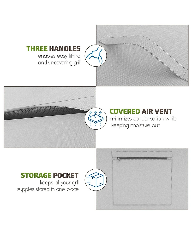 Heavy Duty 3-4 Burner Grill Cover, Durable Uv & Fade Resistant, with Front Zipper Pocket - Medium 58 inch