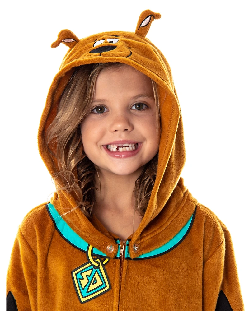 Scooby-Doo Big Girls Scooby Doo Hooded Character One Piece Union Suit Pajama
