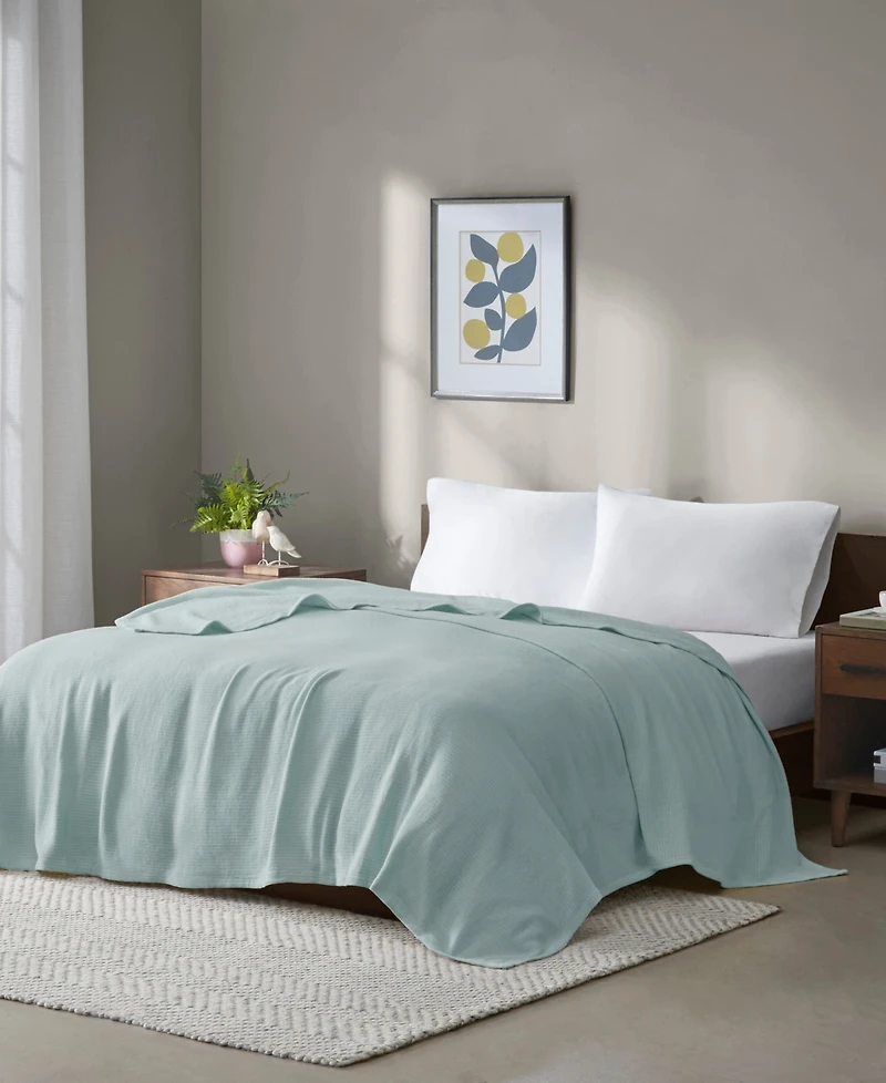 Madison Park Freshspun Basketweave Cotton Blanket