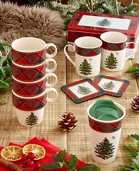 Spode Christmas Tree Tartan Travel Mug with Lid