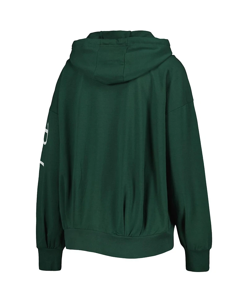 Women's Msx by Michael Strahan Green Green Bay Packers Emerson Lightweight Full-Zip Hoodie