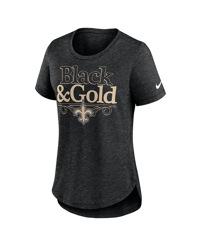 Women's Nike Heather Black New Orleans Saints Local Fashion Tri-Blend T-shirt