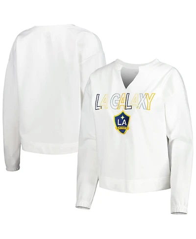 Women's Concepts Sport White La Galaxy Sunray Notch Neck Long Sleeve T-shirt
