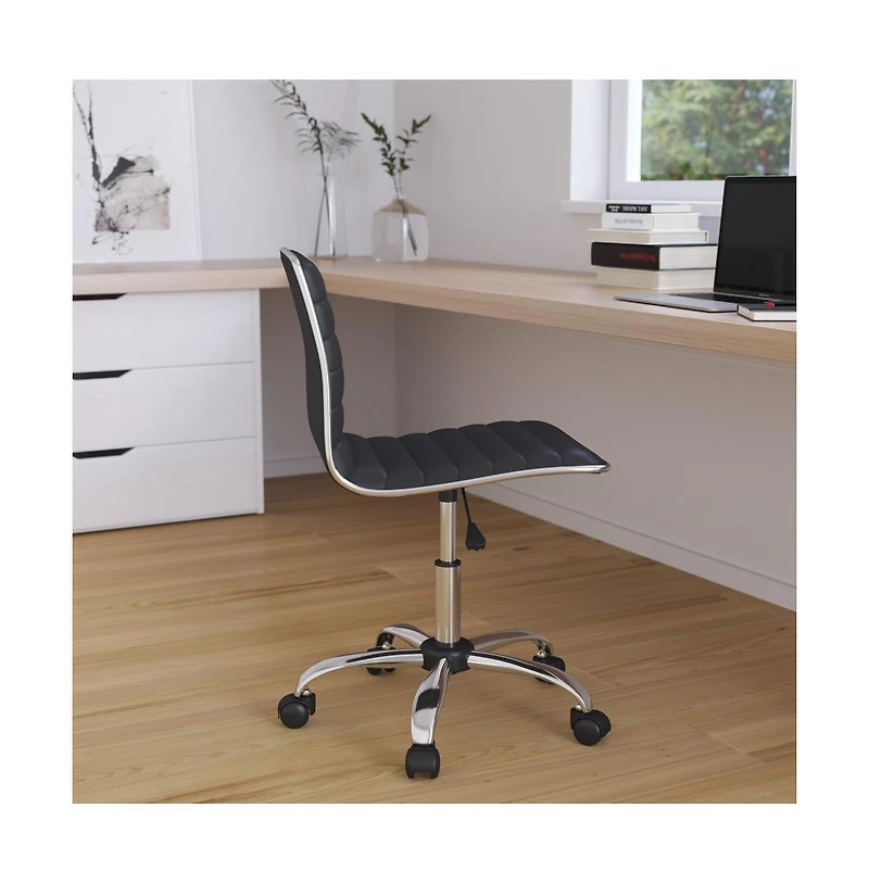 Merrick Lane Amelie Home Office Chair Ergonomic Executive Ribbed Low Back Armless Computer Desk - Base, Frame & Border