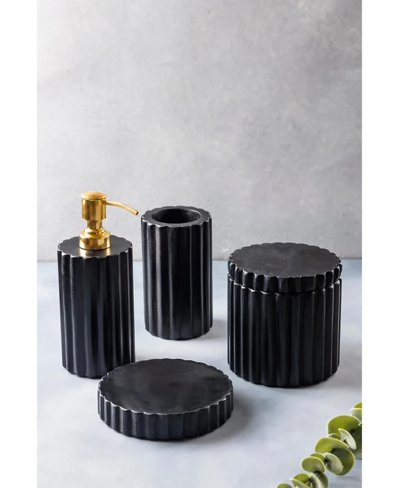 Gauri Kohli Roksana Black Marble Bath Accessories, Set of 4