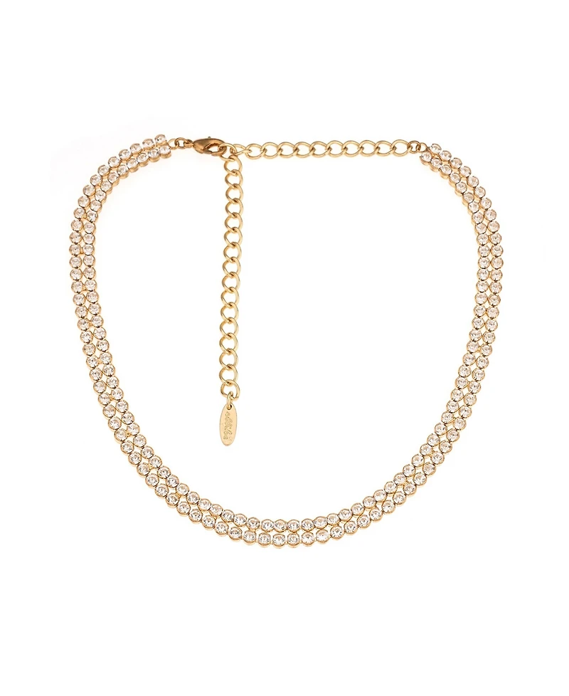 Double Row Sparkle 18K Gold Plated Choker Necklace