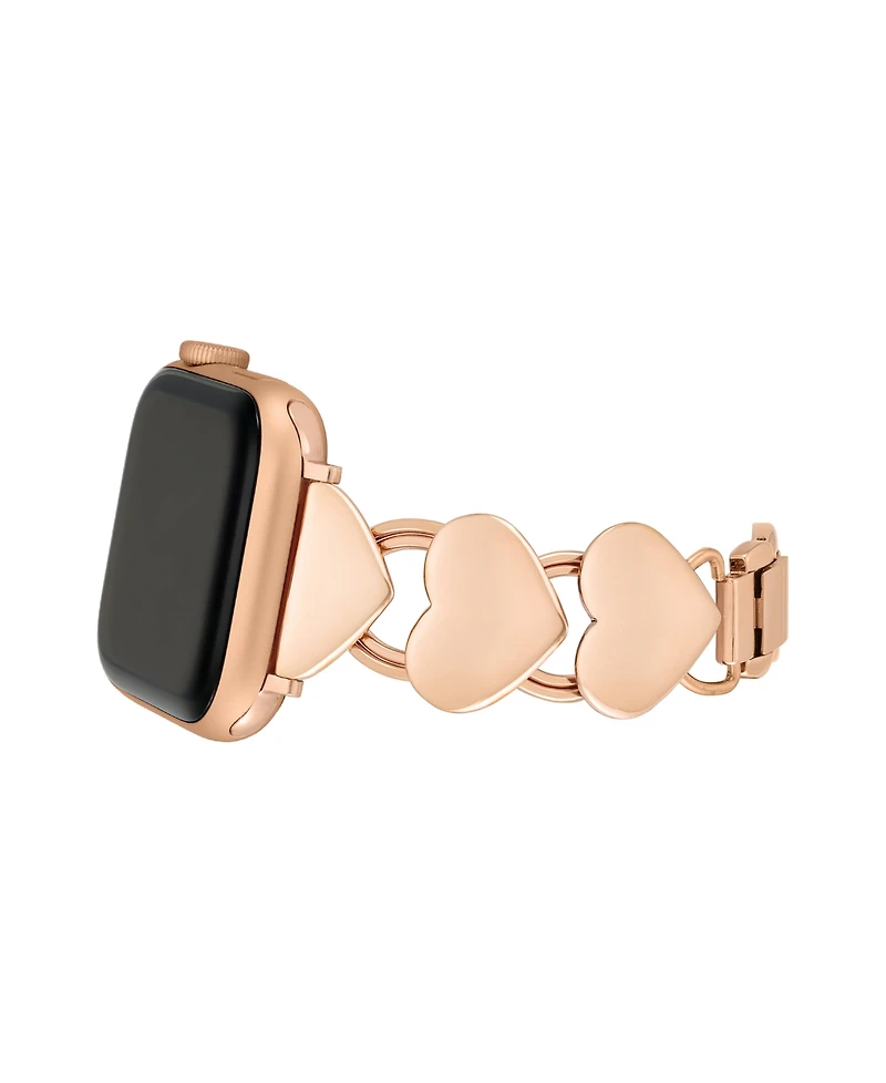Anne Klein Women's Heart Shaped Alloy Metal Link Bracelet designed for Apple Watch 42mm (Series 1-3 only) & 44/45/46/49mm (Ultra & Ultra 2)