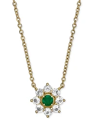 Emerald (1/4 ct. t.w.) & White Topaz (7/8 Flower 18" Pendant Necklace Gold-Plated Sterling Silver (Also Ruby)