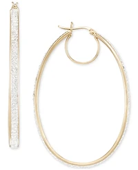 Crystal Pave Oval-Shape Click Top Hoop Earrings