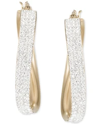 Crystal Pave Wavy Oval Hoop Earrings