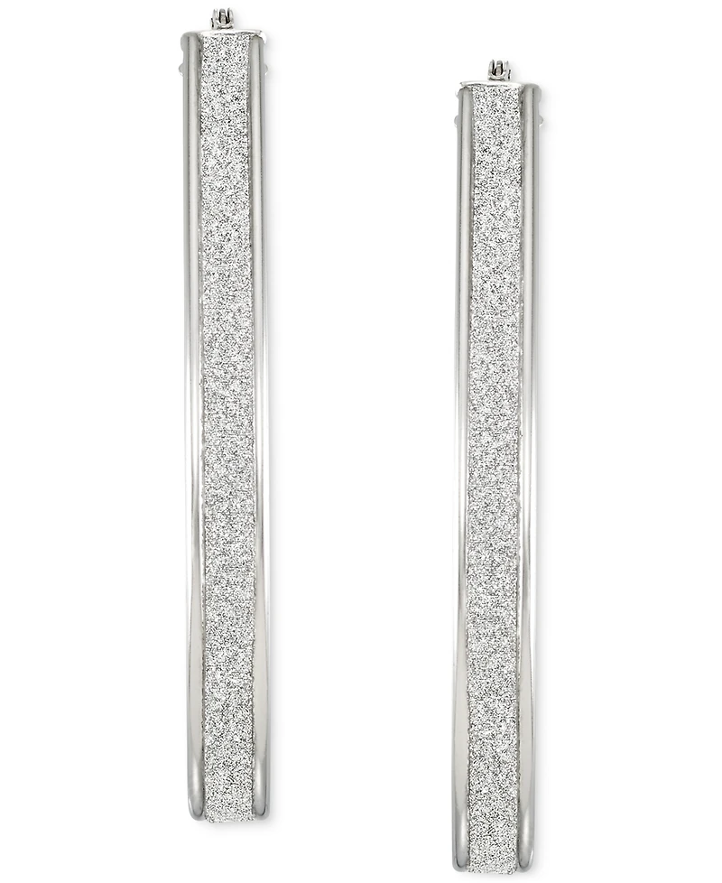 Glitter Pear-Shape Hoop Earrings in Sterling Silver