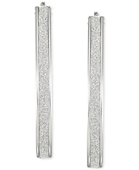 Glitter Pear-Shape Hoop Earrings in Sterling Silver