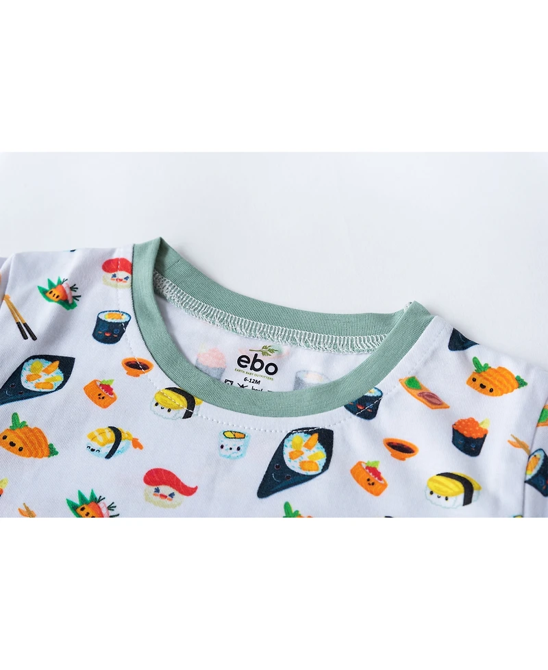Earth Baby Outfitters Boys or Girls Printed Short Sleeved Pajamas, 2 Piece Set