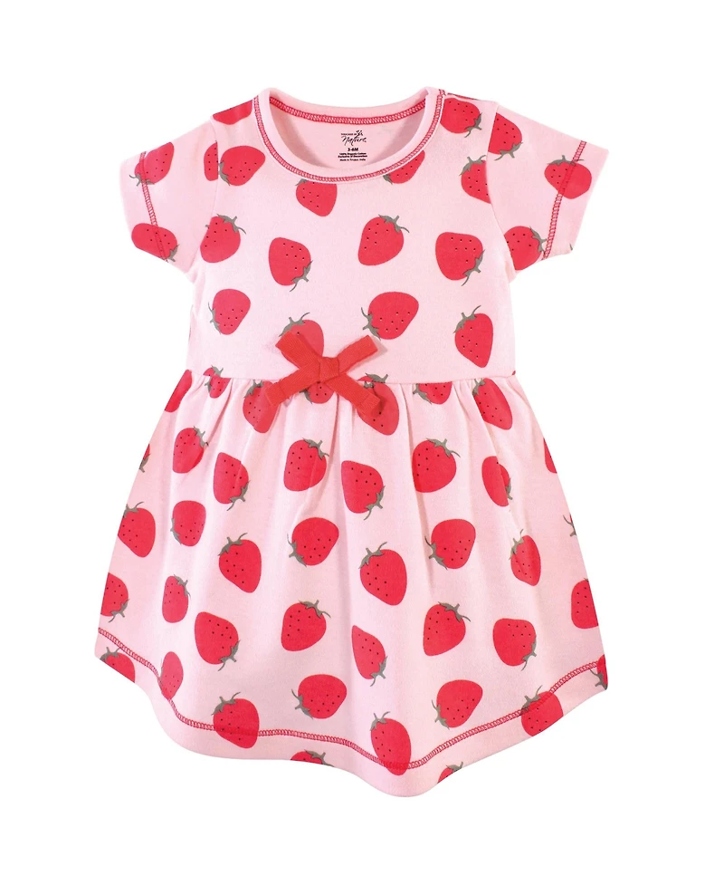 Touched by Nature Baby Girls Organic Cotton Dress and Cardigan 2pc Set, Strawberries