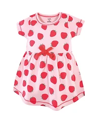 Touched by Nature Baby Girls Organic Cotton Dress and Cardigan 2pc Set, Strawberries